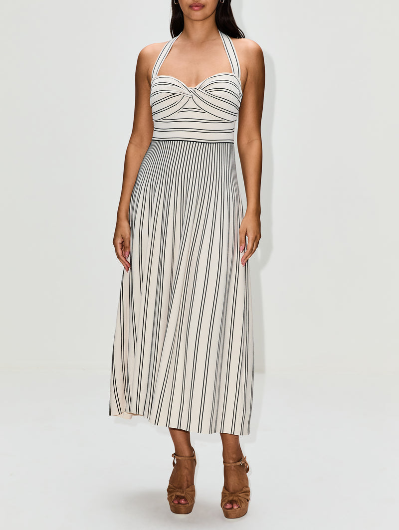 ZIMMERMANN Daylight Twist Midi Dress | Cream/Black | Size 0
