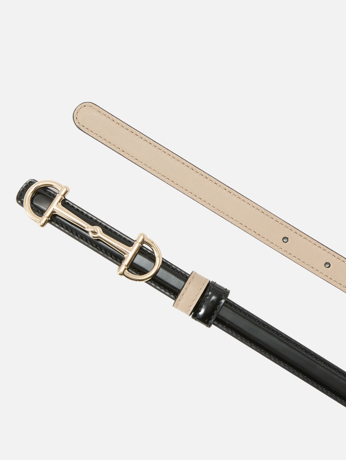 Reversible Horsebit Belt,GUCCI,BLACK/OATMEAL,Image 1