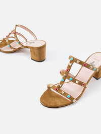 Rockstud Mule Sandal,VALENTINO GARAVANI,HAVANA BEIGE,Image 2