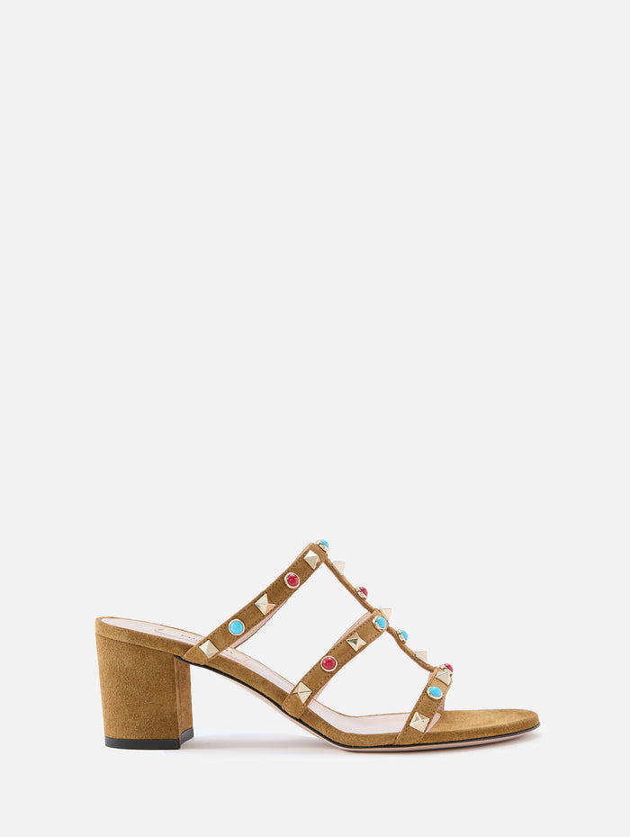 Rockstud Mule Sandal,VALENTINO GARAVANI,HAVANA BEIGE,Image 1
