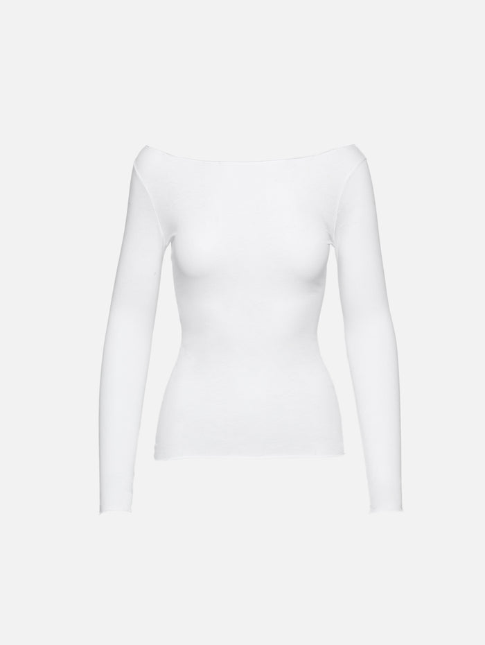 Boatneck Long Sleeve Top,AYA MUSE,PURE WHITE,Image 1