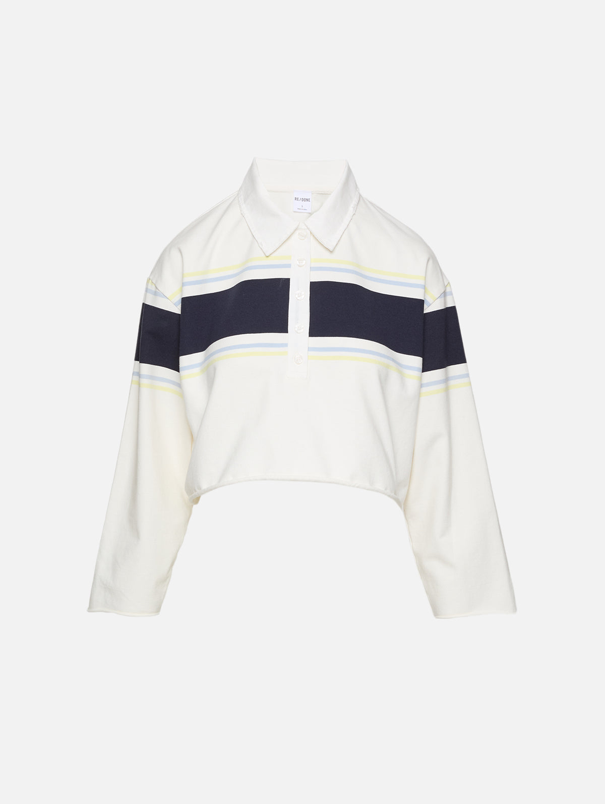 Cut Off Rugby Polo Top,RE/DONE,OFF WHITE STRIPE,Image 1