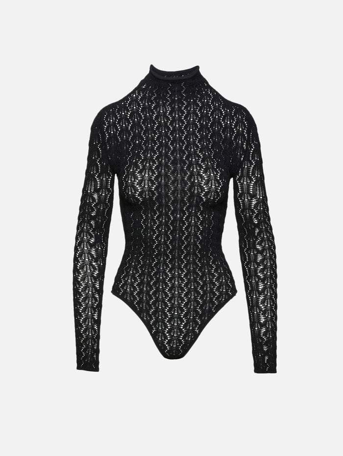 High Neck Bodysuit,ALAIA,NOIR ALAIA,Image 1