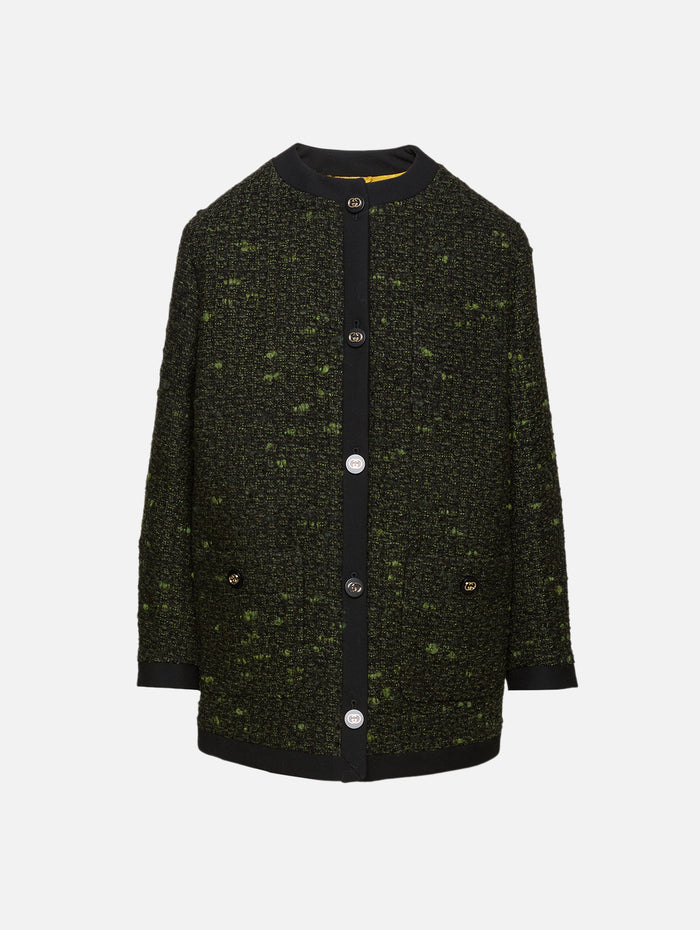 Multicolor Wool Jacket,GUCCI,GREEN/BLACK,Image 1