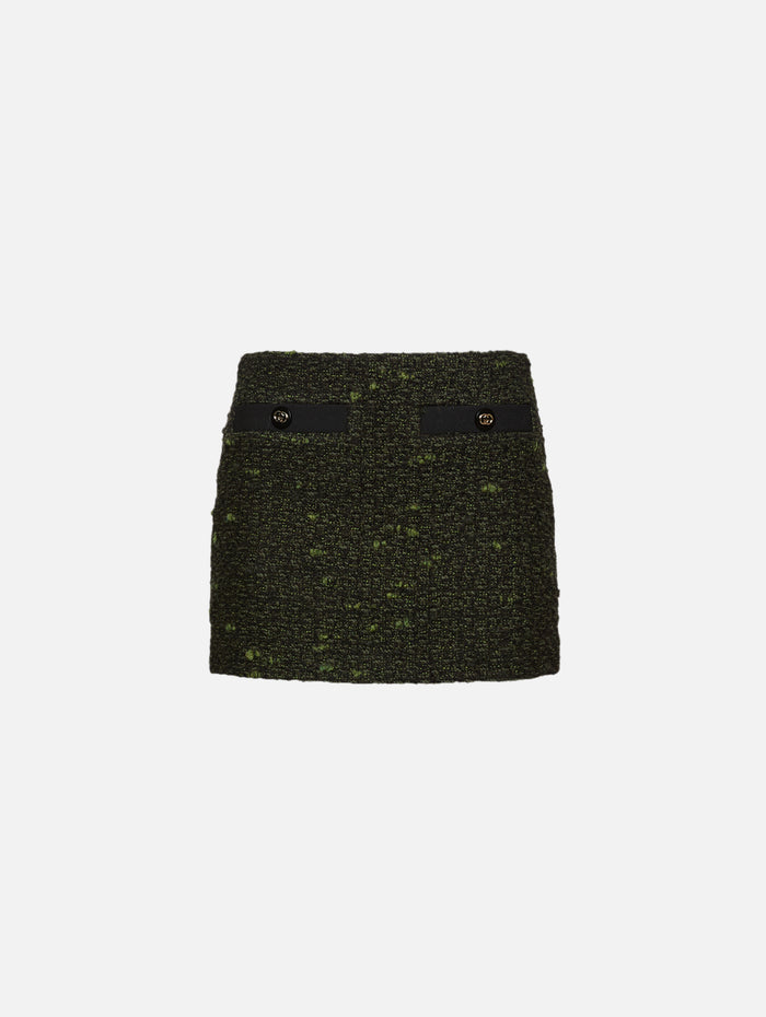 Multicolor Wool Skirt,GUCCI,GREEN/BLACK,Image 1