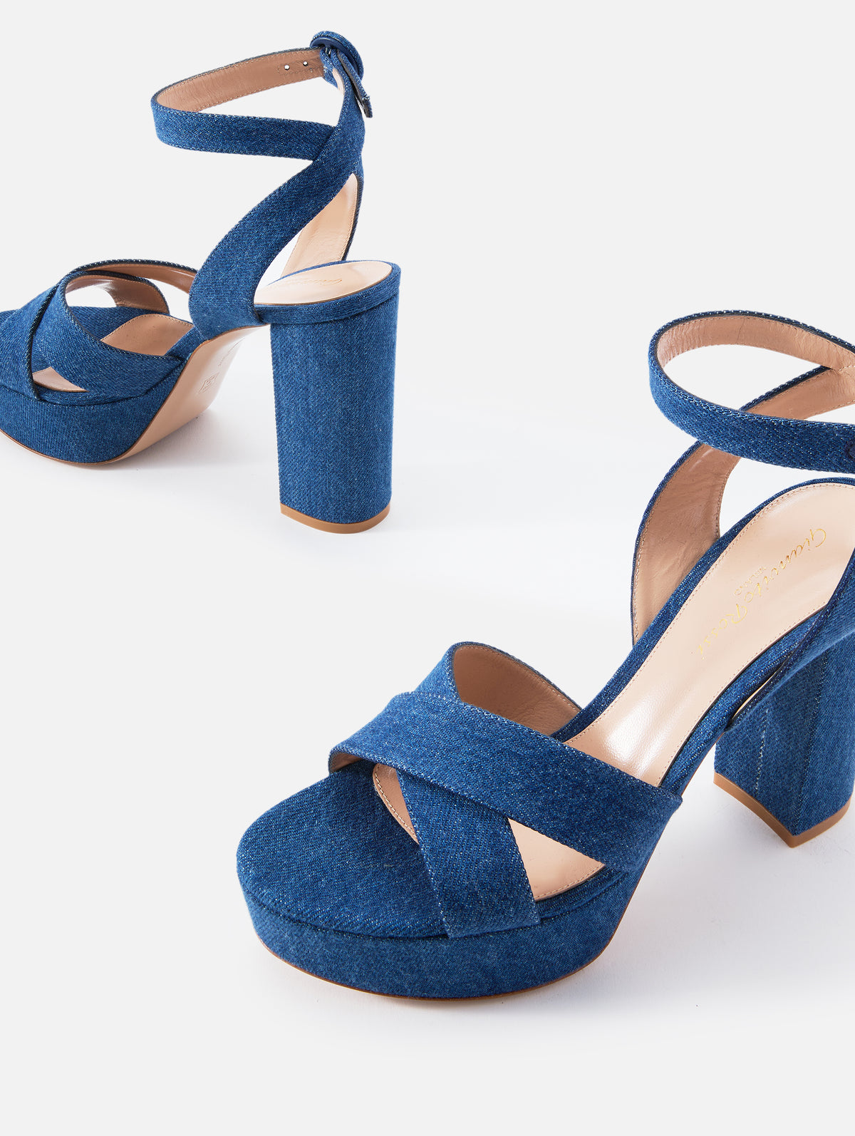 Sabrina Platform Sandal,GIANVITO ROSSI,MID BLUE,Image 2