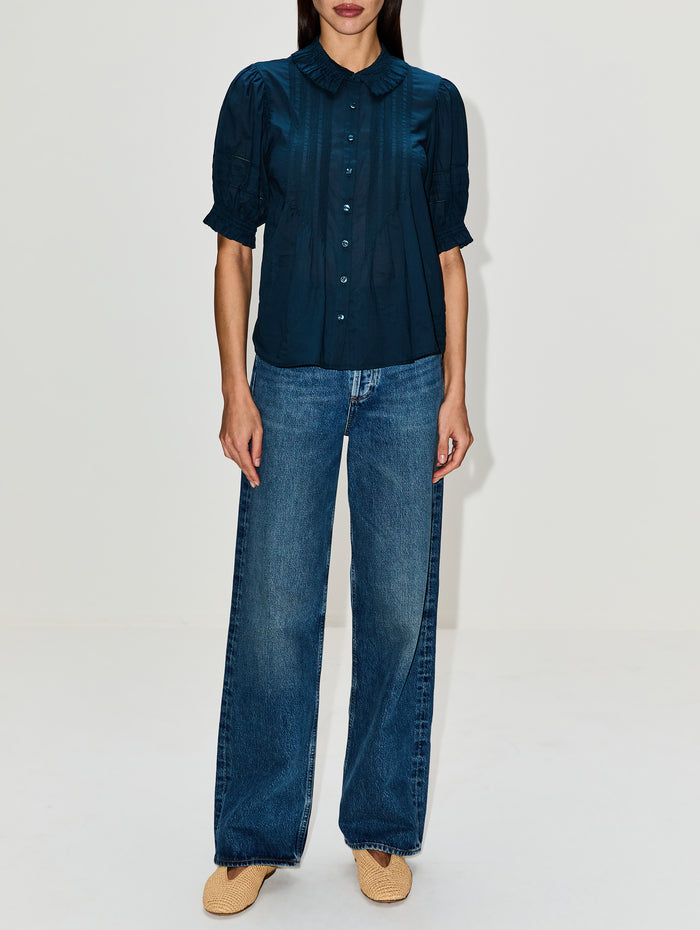 Jess Blouse,BIRDS OF PARADIS BY TROVATA,TEAL,Image 1