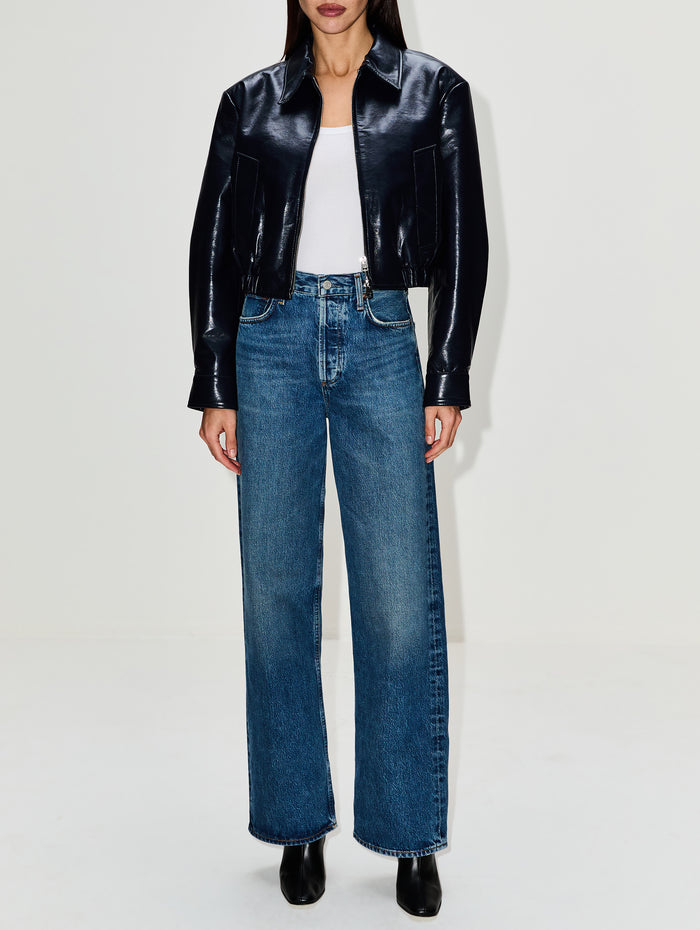 Nahla Cropped Jacket,AGOLDE,NAVY,Image 1
