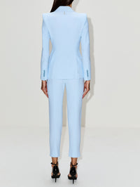 One Button Blazer Jacket,ALEXANDER MCQUEEN,ICE BLUE,Image 3