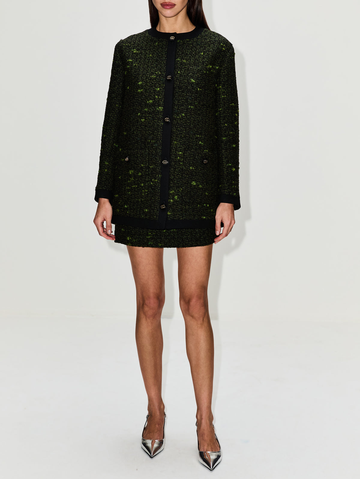 Multicolor Wool Jacket,GUCCI,GREEN/BLACK,Image 2