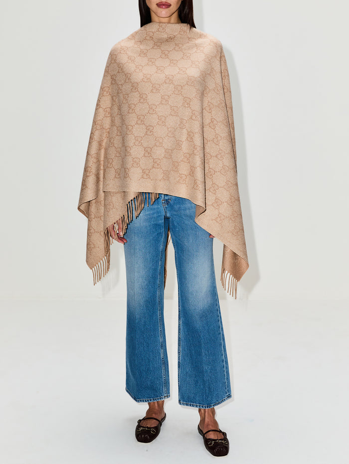 GG Poncho,GUCCI,WHITE/BEIGE,Image 1