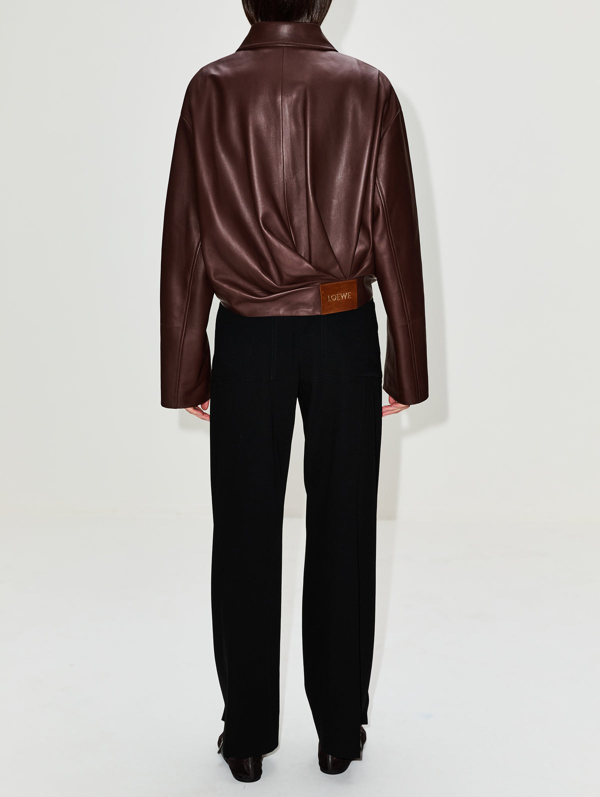 Draped Jacket,LOEWE,CHOCOLATE BROWN,Image 3