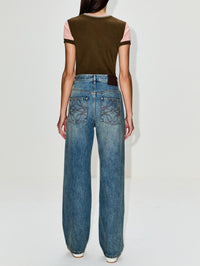 Straight Leg Denim,LOEWE,WASHED DENIM,Image 3
