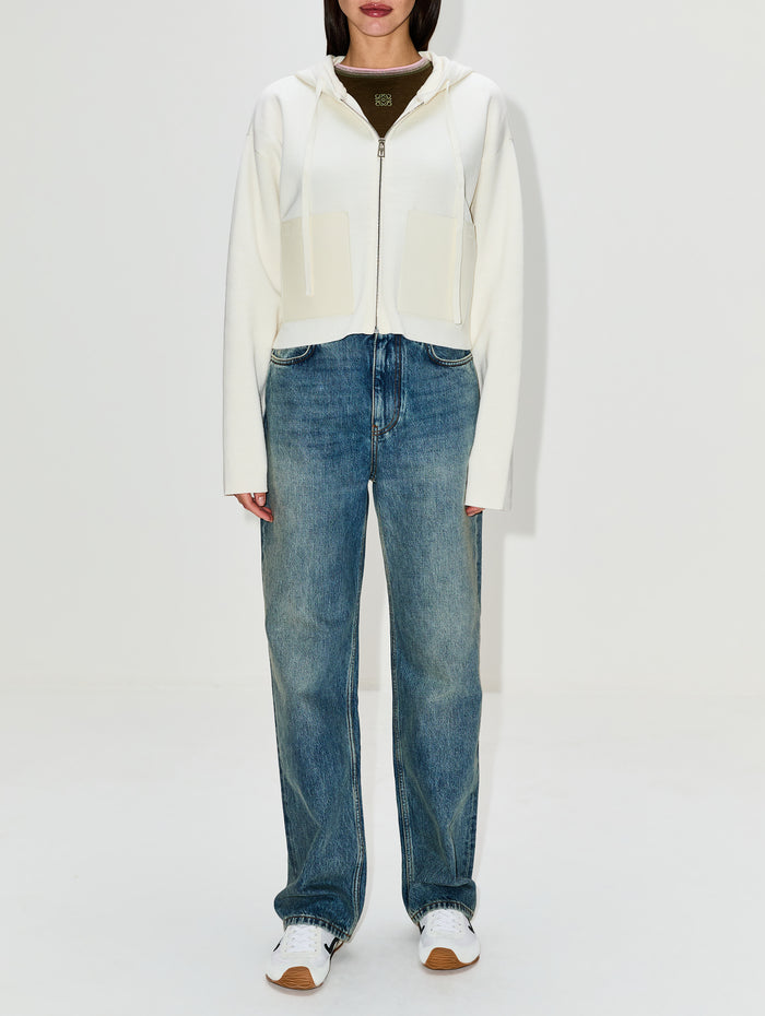 Zip Up Hoodie,LOEWE,WHITE,Image 1