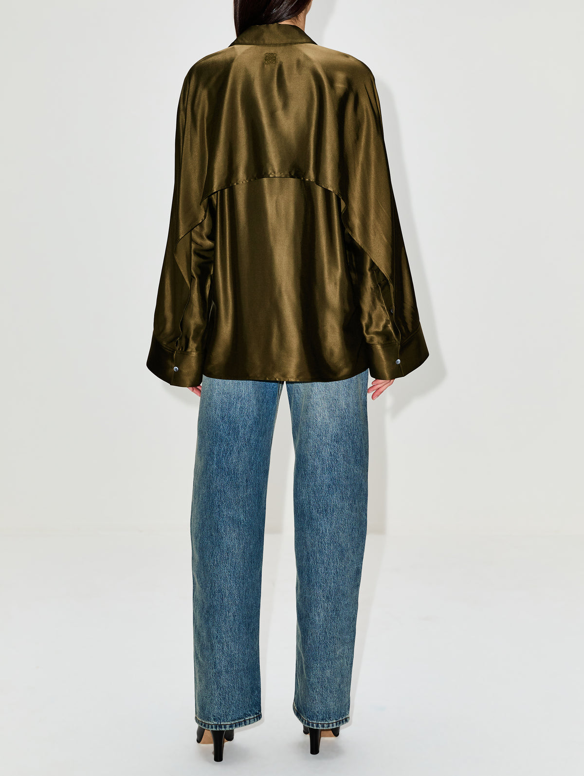 Cape Shirt,LOEWE,KHAKI GREEN,Image 3