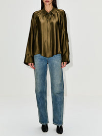 Cape Shirt,LOEWE,KHAKI GREEN,Image 2