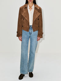 Cropped Leather Trench Coat,MONSE,TAN,Image 2