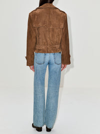 Cropped Leather Trench Coat,MONSE,TAN,Image 3