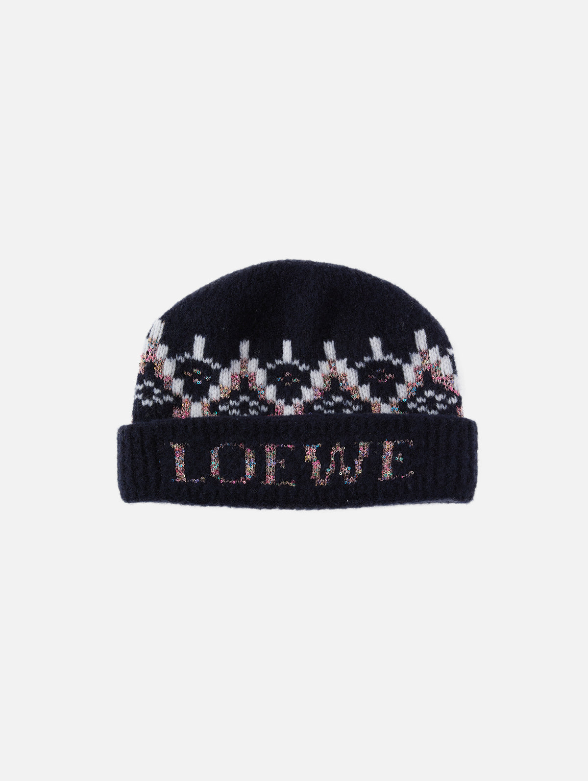 Printed Beanie,LOEWE,NAVY/MULTI,Image 1