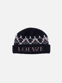 Printed Beanie,LOEWE,NAVY/MULTI,Image 1