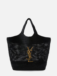 Icare Raffia Tote,SAINT LAURENT,BLACK,Image 1