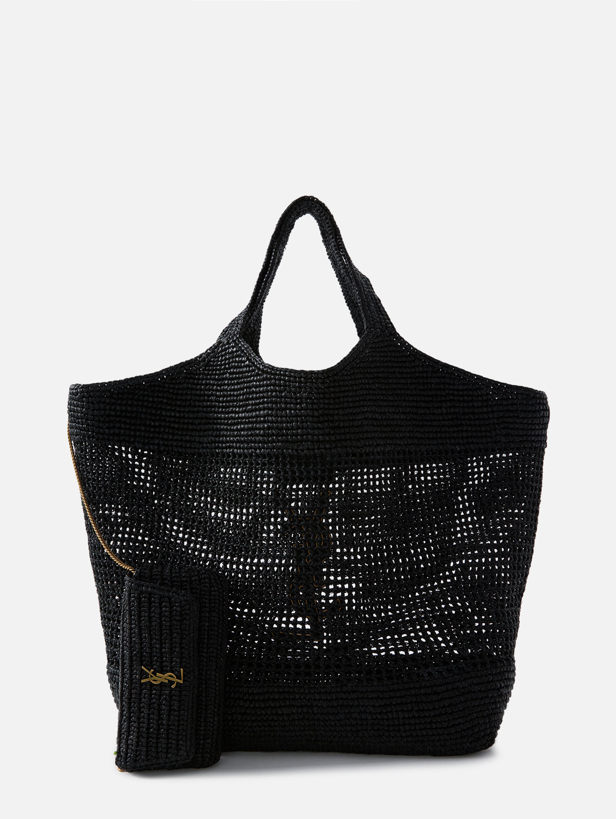 Icare Raffia Tote,SAINT LAURENT,BLACK,Image 3