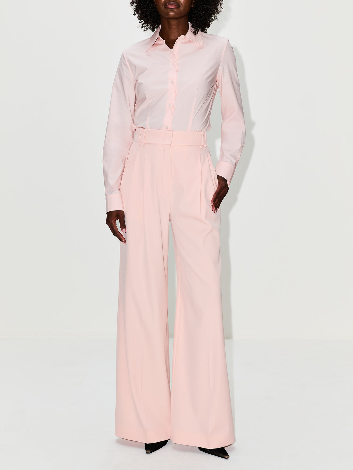 Pleated Trouser,ANOTHER TOMORROW,LOTUS PINK,Image 2