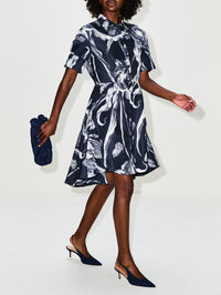 Short Sleeve Mini Shirt Dress,ERDEM,BOTANICAL ENGRAVING,Image 3