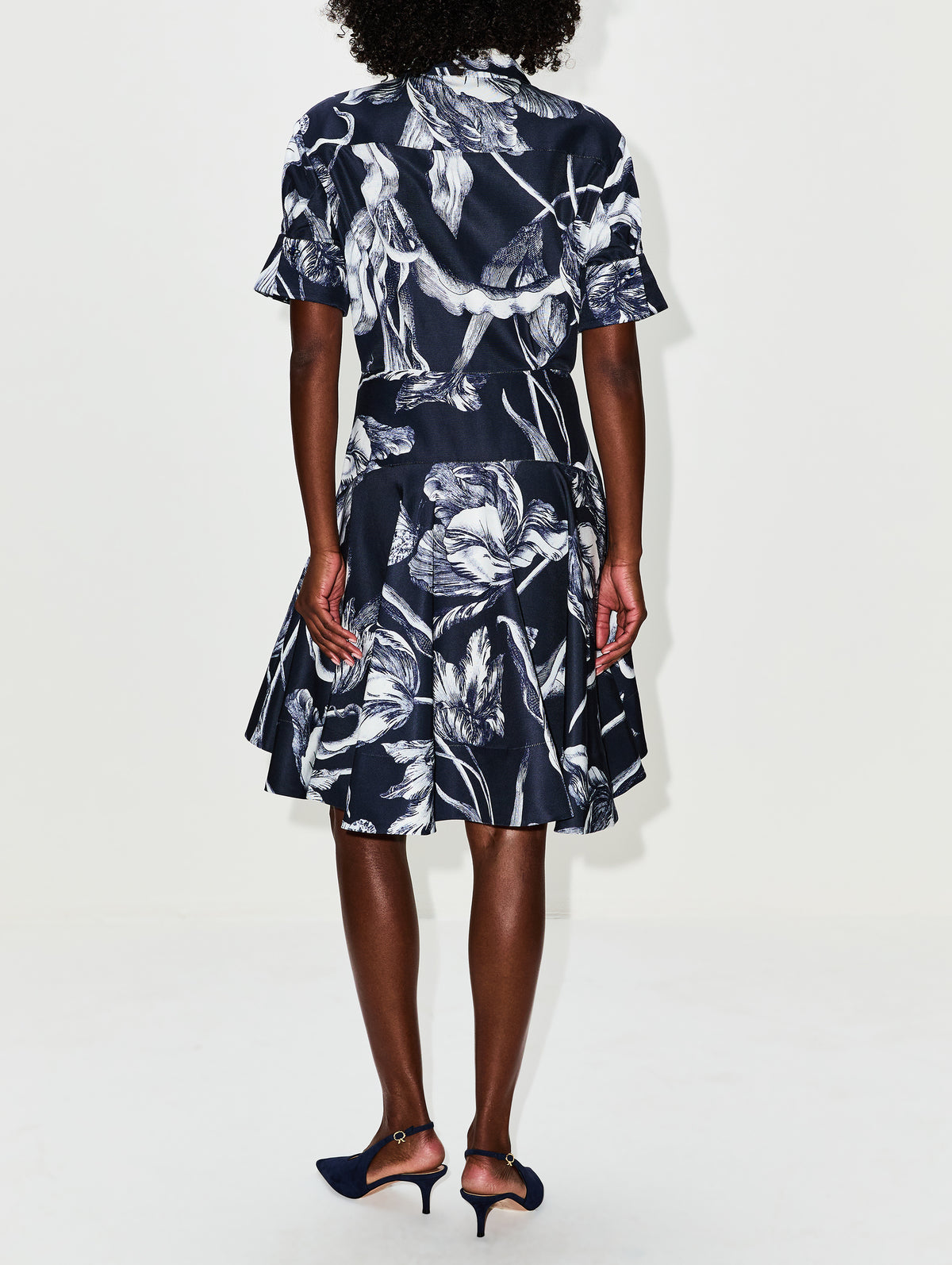 Short Sleeve Mini Shirt Dress,ERDEM,BOTANICAL ENGRAVING,Image 4