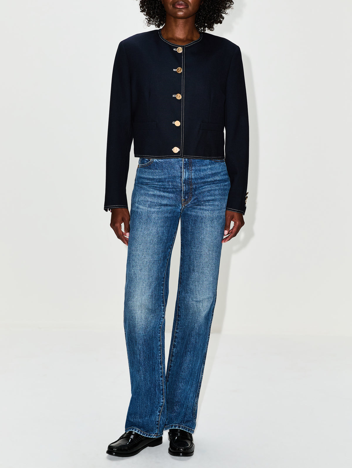 Box Pleat Jacket,THOM BROWNE,NAVY,Image 2