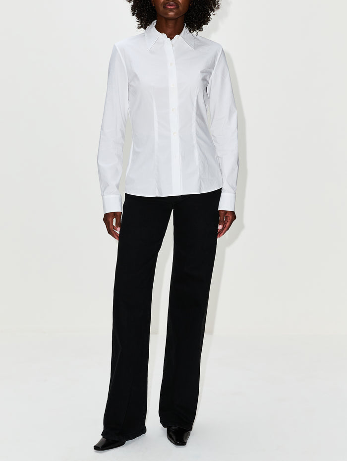 Fitted Blouse,ANOTHER TOMORROW,WHITE,Image 1
