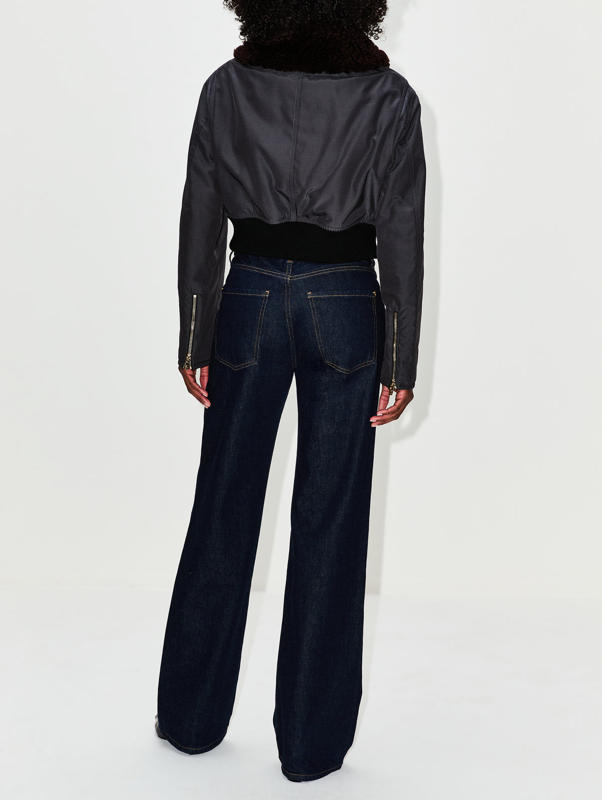 Aviator Jacket,ALAIA,ANTHRACITE,Image 3