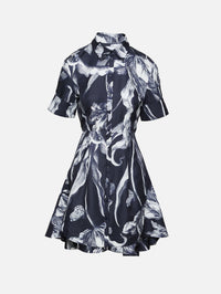 Short Sleeve Mini Shirt Dress,ERDEM,BOTANICAL ENGRAVING,Image 1
