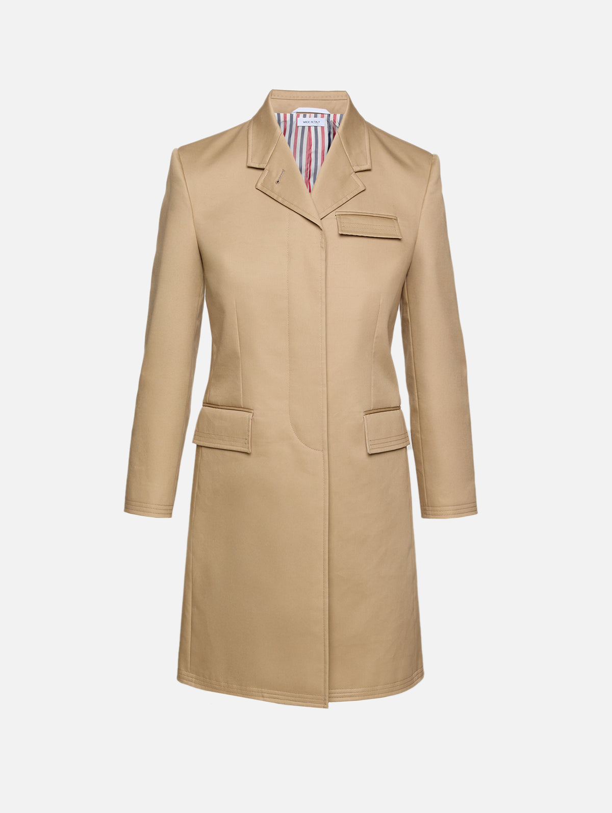 Overcoat,THOM BROWNE,TAN,Image 1