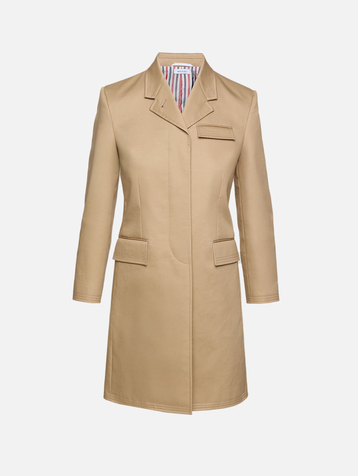 Overcoat,THOM BROWNE,TAN,Image 1