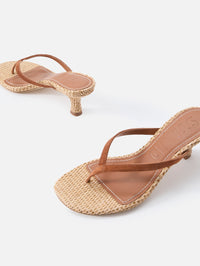 Freja Thong Kitten Heel,STAUD,TABAC/NATURAL,Image 2