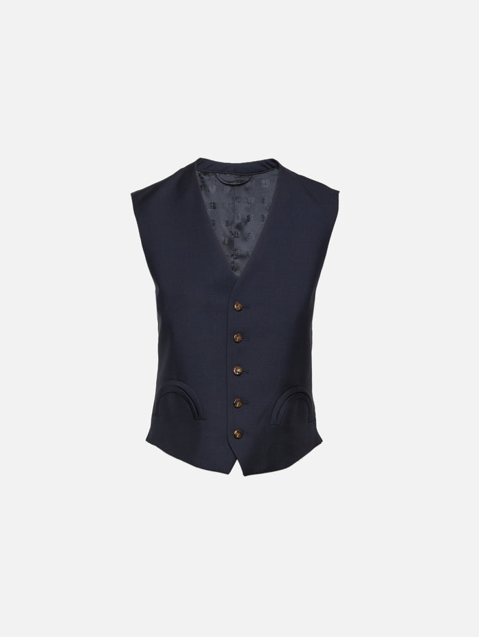 First Class Feral Gilet Top,BLAZÉ MILANO,NAVY,Image 1