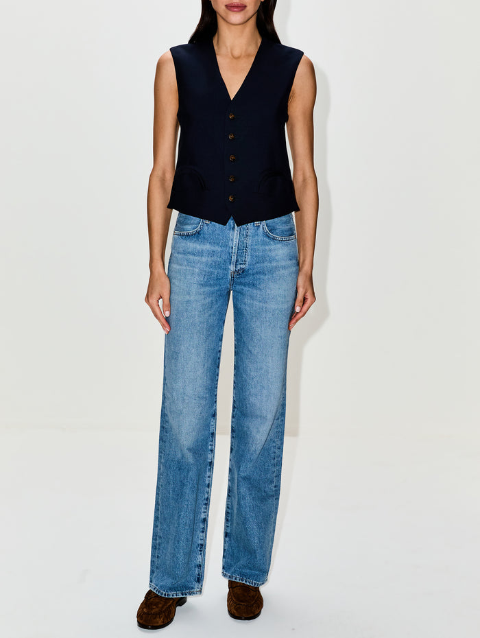 First Class Feral Gilet Top,BLAZÉ MILANO,NAVY,Image 1