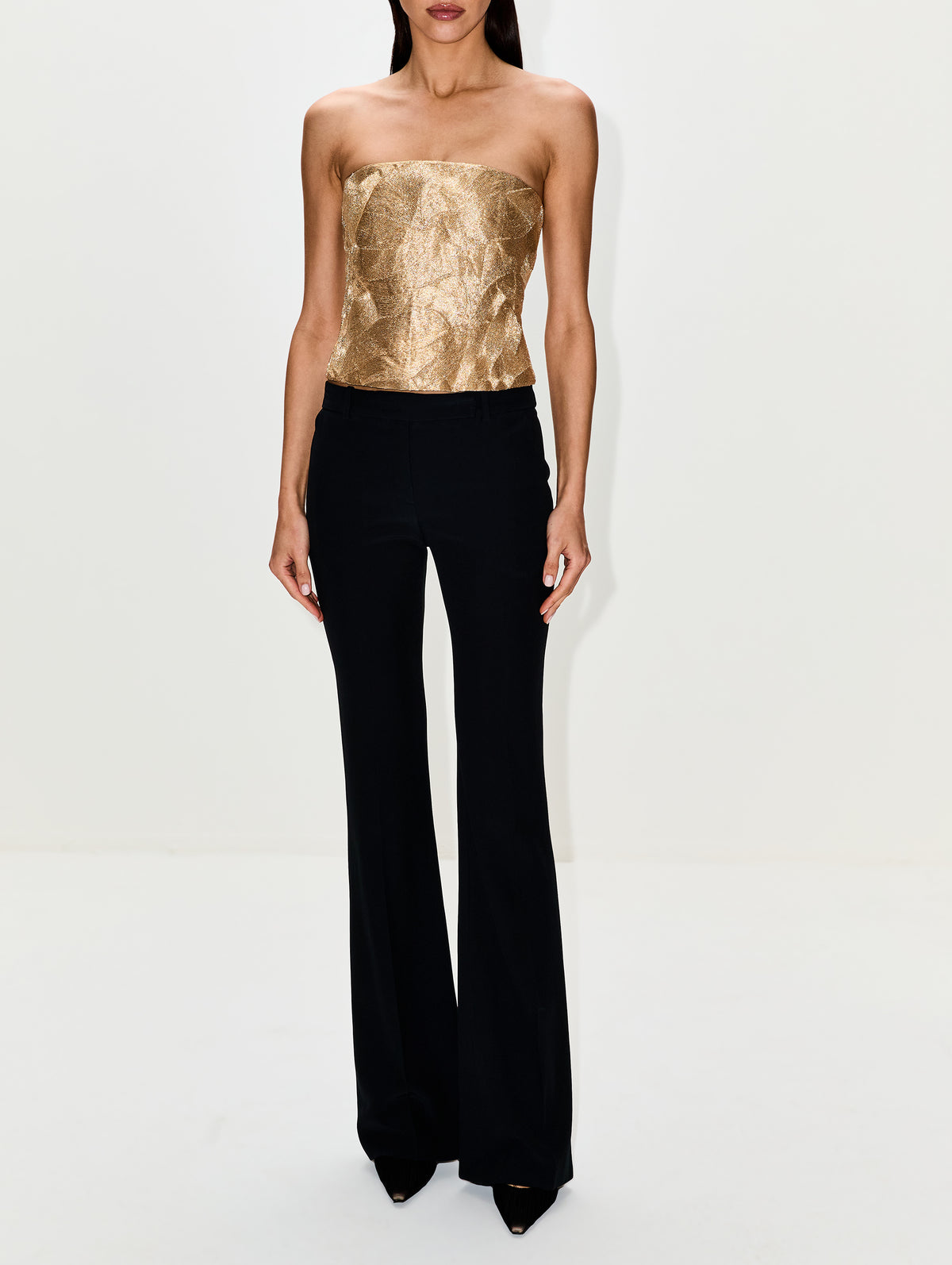 Strapless Bustier Top,CAROLINA HERRERA,GOLD,Image 2