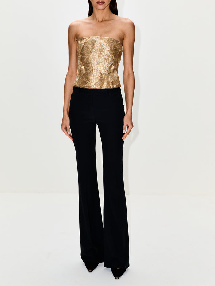 Strapless Bustier Top,CAROLINA HERRERA,GOLD,Image 1