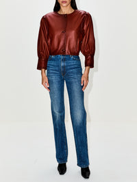 Cropped Leather Jacket,CHLOÉ,BURNT HENNA,Image 2