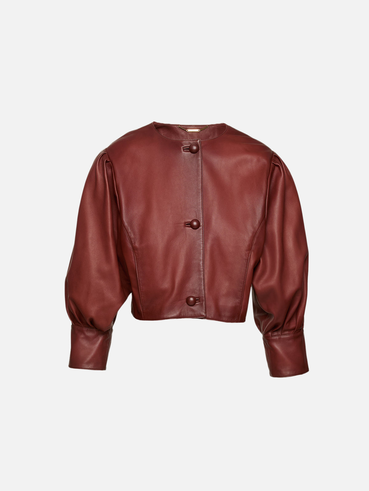 Cropped Leather Jacket,CHLOÉ,BURNT HENNA,Image 1