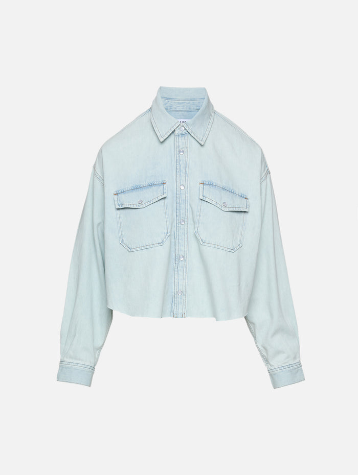 Camper Crop Shirt,RE/DONE,BLEACH DISTRESS,Image 1