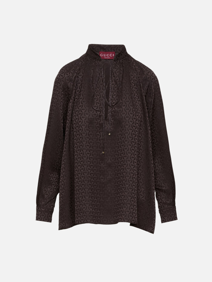 Horsebit Blouse,GUCCI,DEEP CHOCOLATE,Image 1