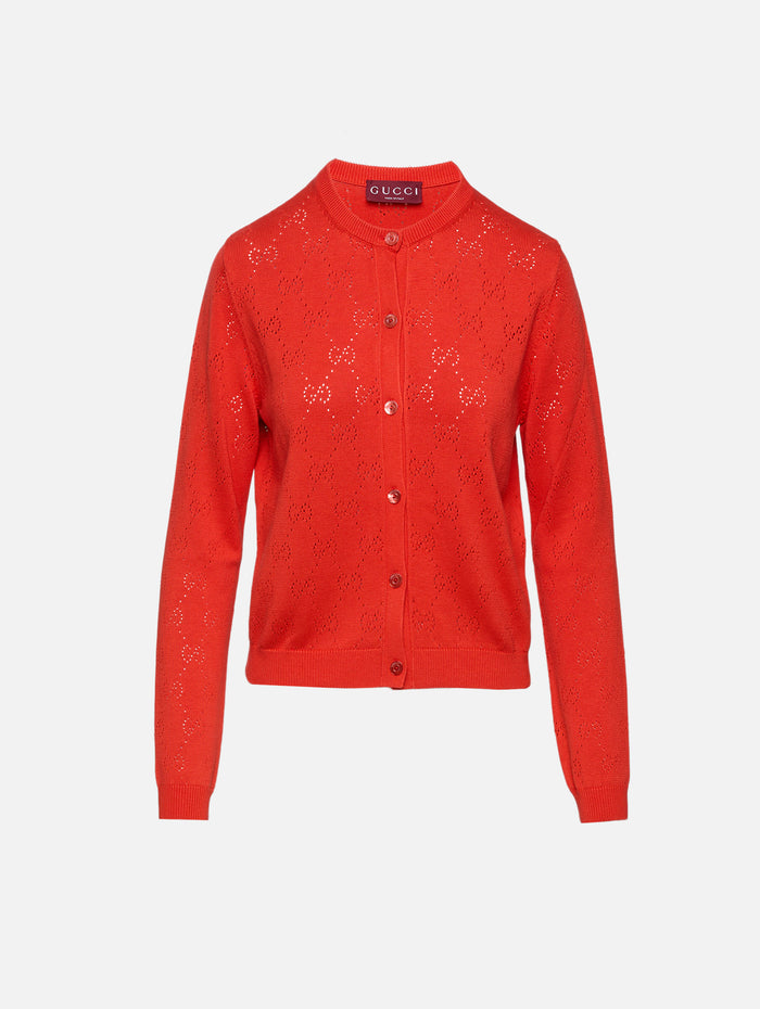 Button Up Cardigan,GUCCI,CORAL ROSE,Image 1