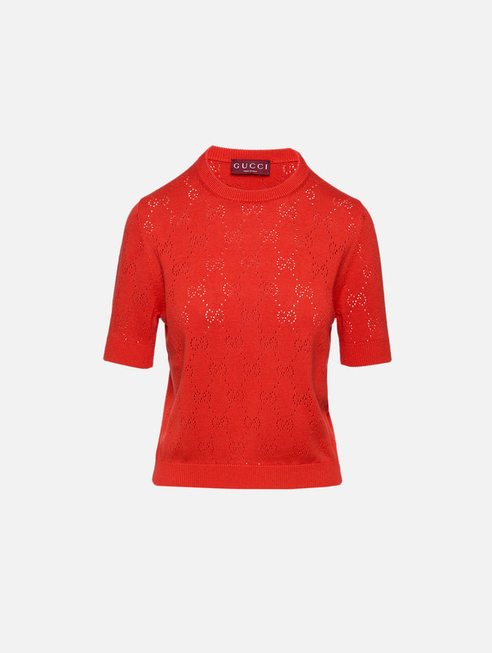 SS Crew Neck Sweater,GUCCI,CORAL ROSE,Image 1