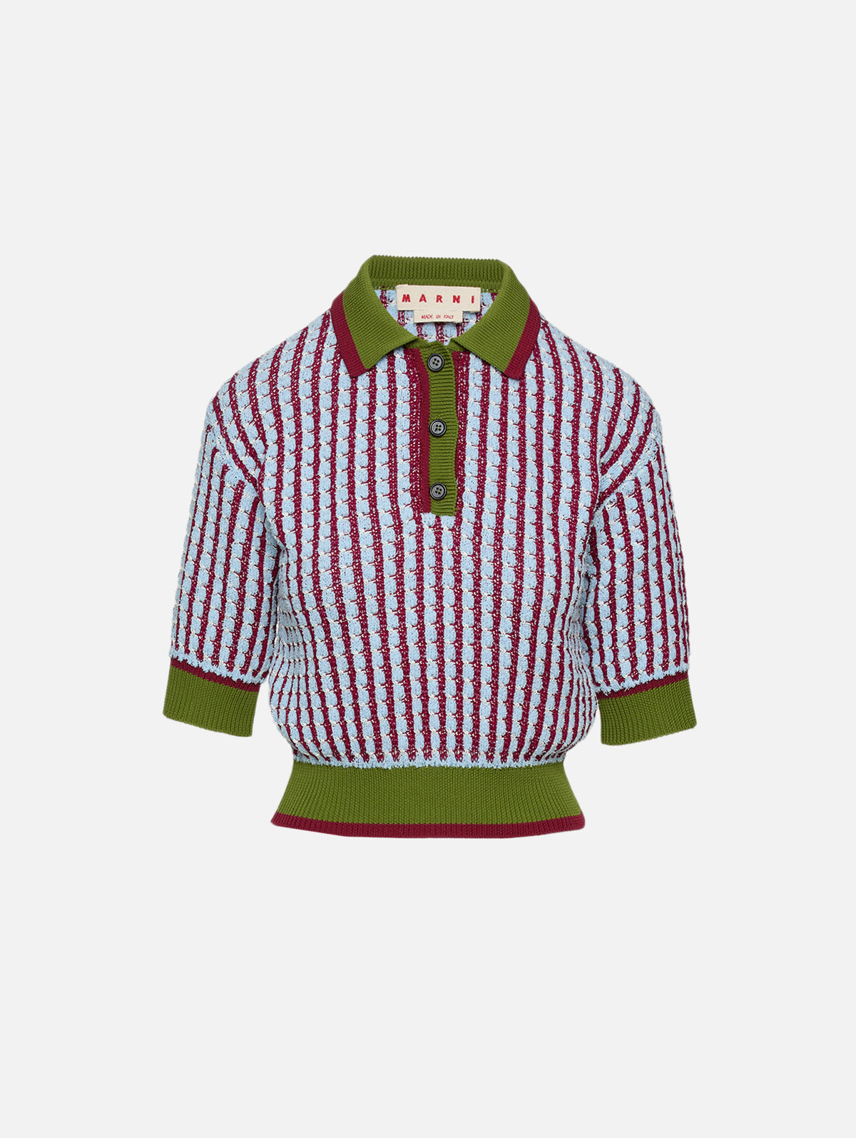 Cropped Polo Top,MARNI,LIGHT BLUE,Image 2