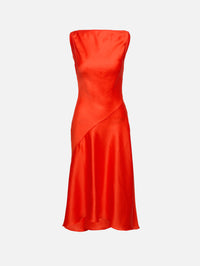 Cowl Midi Dress,CHRISTOPHER JOHN ROGERS,SATIN RAMIE ORANGE,Image 2