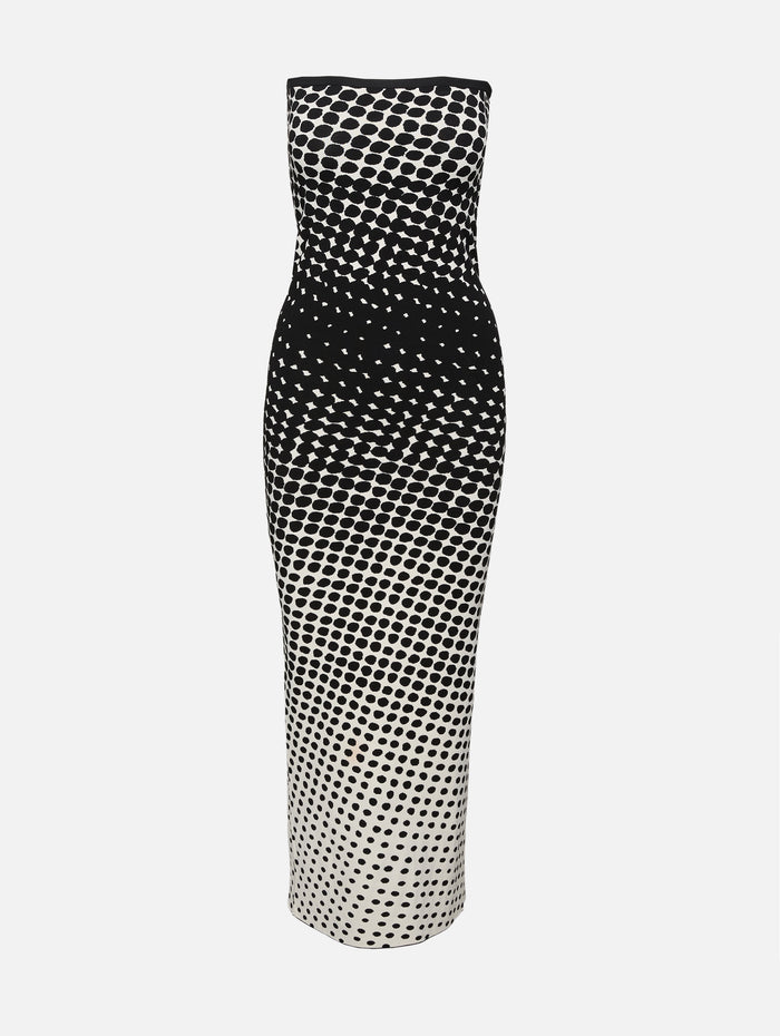 Halftone Wiggle Dot Column Dress,CHRISTOPHER JOHN ROGERS,BLACK MULTI,Image 1