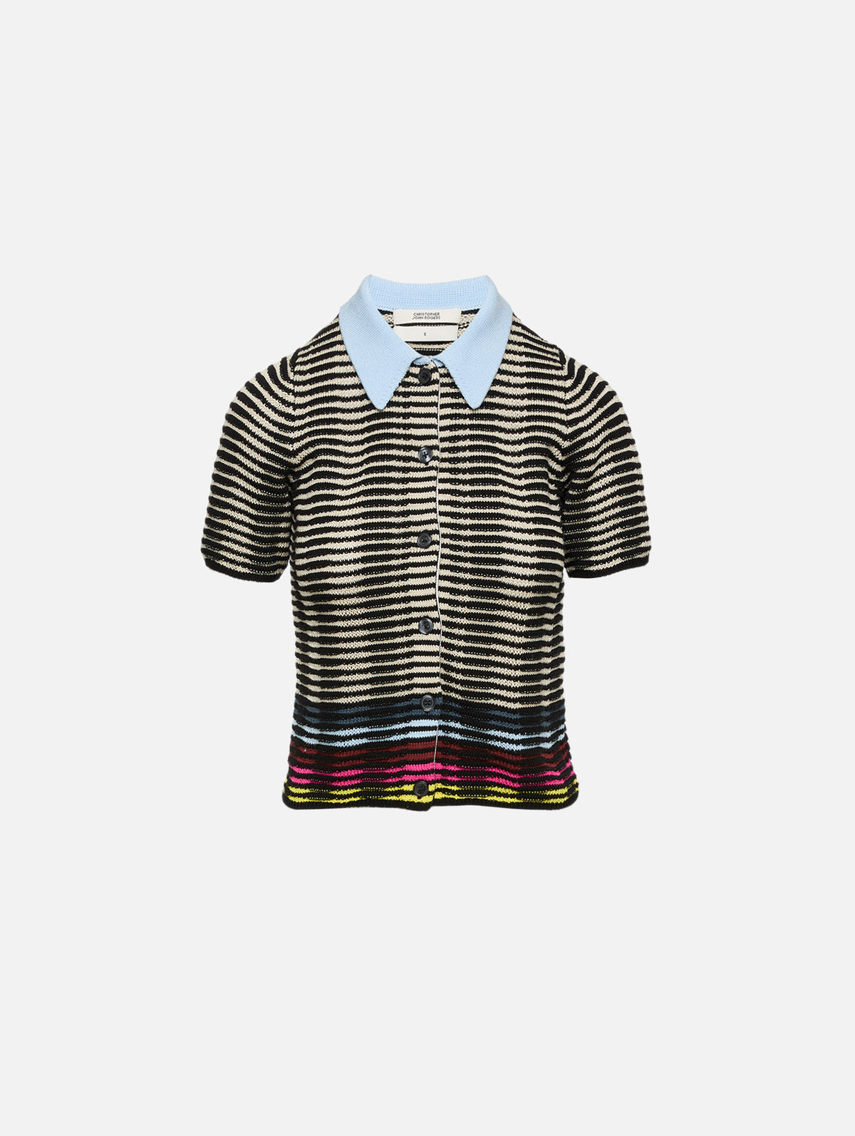 Wave Knit Polo Shirt,CHRISTOPHER JOHN ROGERS,BLACK MULTI,Image 2